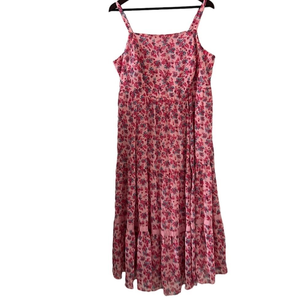 Torrid Chiffon & Lurex Tiered Dress In Floral Pink Size 2X